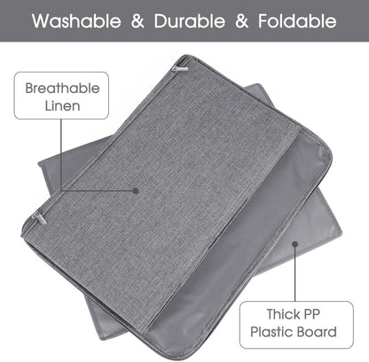 ANMINY Storage Bins with Zipper Lids 36 Qt Lidded Fabric Storage Boxes Baskets Cubes with Handles Collapsible Washable Cotton Linen Closet Shelf Clothes Organizer Containers - Gray, Large
