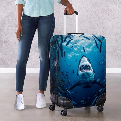 Seadworld Shark Luggage Cover 18-21 Inch High Elastic Thickened Travel Suitcase Covers Blue