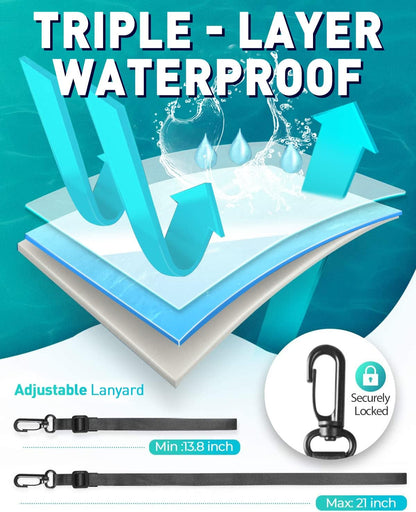 Hiearcool Waterproof Phone Pouch, Waterproof Phone Case, IPX8 Cellphone Dry Bag Compatible for iPhone 16 15 14 13 Pro Max Plus Cellphone Up to 8.3", Beach Essentials for Travel-Clear-4Pack