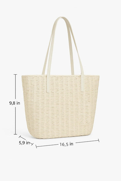 YXILEE Straw Bags For Women | M Size Travel Straw Totes Bag Woven Summer Handmade Shoulder Bag Handbag