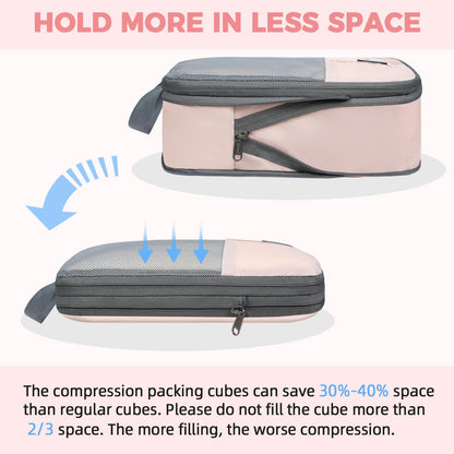 BAGAIL 6 Set/4 Set Lightweight Compression Packing Cubes for Travel, Anti-Tearing Expandable Organizer Bags for Suitcase