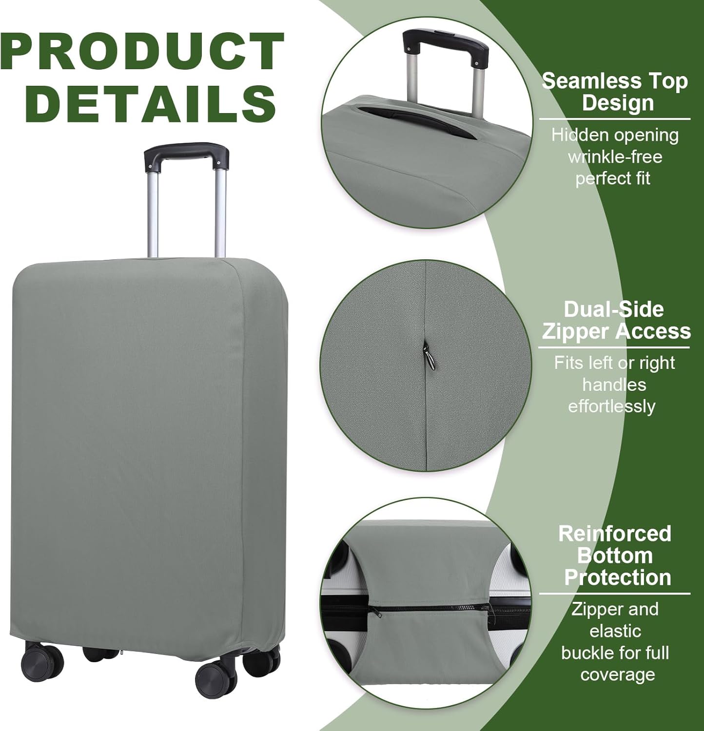 PATIKIL Luggage Cover, Suitcases Covers Elastic Carry on Cover Protector Washable Scratch-Resistant Fits 28-29 Inch Luggage for Travel Business Trips, Gray