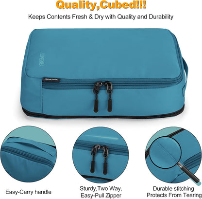 8 Set Compression Packing Cubes for Travel, Waterproof Luggage Organizers, Suitcase Organizer Set for Carry-On & Checked Baggage, Travel Accessories for Men & Women
