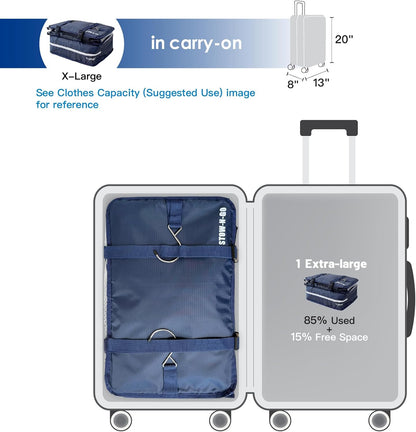 Grand Fusion Stow-N-Go Travel Luggage Organizer – Portable Hanging Travel Shelves, Carry-On Closet Organizer, Hanging Packing Cubes, Collapsible Carry-On Organizer for Cruises & Hotels. Blue - XL