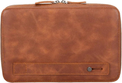 Medicine Handmade Leather Cable Organizer Bag – Full-Grain Leather Travel Tech Case for Cords, Chargers & Accessories – Zippered Storage for Men & Women (Tiguan Tan)