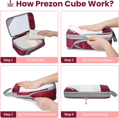 8 Set/6 Set/4 Set Compression Packing Cubes for Travel, Lightweight Vacation Travel Essentials, Travel Accessories for Suitcase Organizer Bags Set, Durable Luggage Organizer
