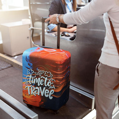 Explore Land Luggage Cover Suitcase Protector Fits 18-22 Inch Case (Time to Travel, S)