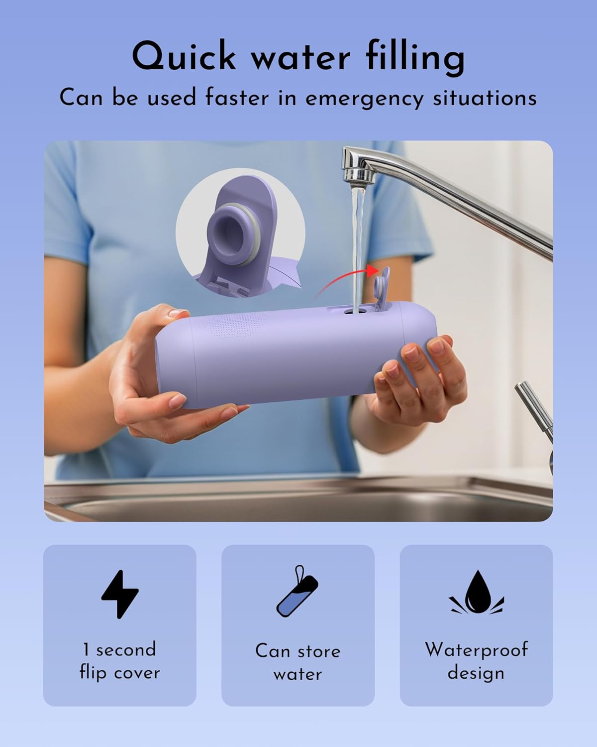 Portable Bidet for Travel, Rechargeable Electric Travel Sprayer with Adaptor, Waterproof High Pressure Handheld Bidet for Women Men Cleaning (Purple)