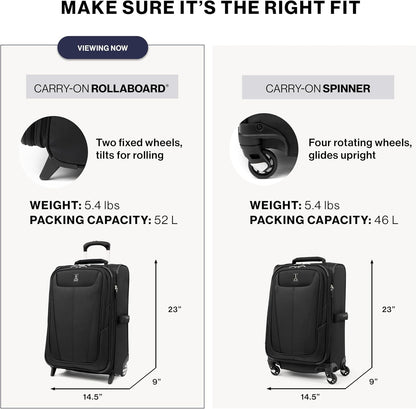 Travelpro Maxlite 5 Softside Expandable Upright 2 Wheel Carry on Luggage, Lightweight Suitcase, Men and Women, Shadow Grey, Carry On 22-Inch