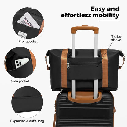 LONG VACATION 3 Piece Carry On Luggage 20 Inch Suitcase with Spinner Wheels, ABS+PC Hardshell Suitcase set with TSA Lock & YKK Zipper