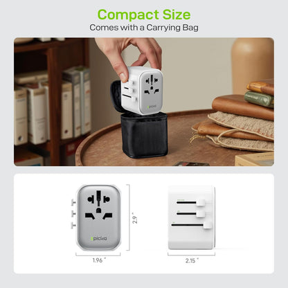 EPICKA Pulse 45W European Travel Plug Adapter, Universal Power Adapter with PD Fast Charging, 5-Port (1 AC/2 USB-A/2 USB-C) International Charger Adapter for Europe, Japan - Travel Essentials (White)