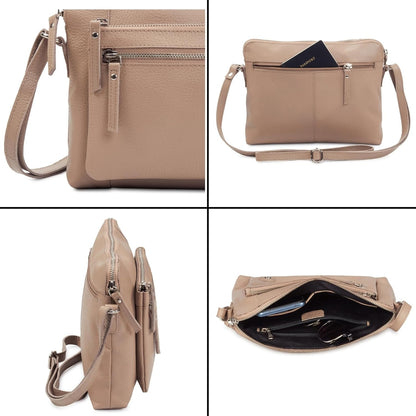 Wise Owl Accessories Small Soft Pebbled Real Leather Crossbody Handbags Purses Sling Crossover Shoulder Bag