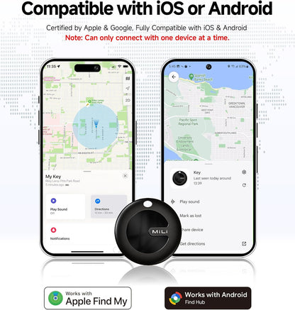 MiTag Duo - Bluetooth Tracker for iOS or Android, Smart Tracking Tag/Key Finder/Luggage Tracker/Item Locator, Compatible with iOS Find My or Google Find Hub App, IP67 Waterproof (4 Packs)