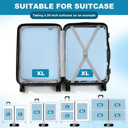 Extra Large Compression Packing Cubes for Travel Essentials, 2 Set Expandable Travel Cubes for Packing Bags Suitcase Organizer, Blue