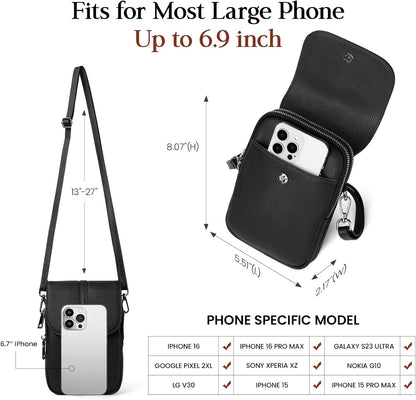 befen Genuine Leather Small Crossbody Bags for Women, Multi Pocket Cell Phone Crossbody Purse with RFID Blocking Card Slots