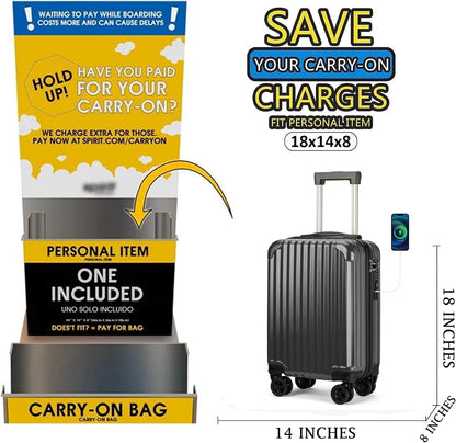 Personal Item Small Suitcase 18x14x8 Inches Hardside Built In TSA Lock & USB Port Lightweight Luggage With Removable Silent Wheels Underseat Carry-On Bag For Spirit and Frontier (Black)
