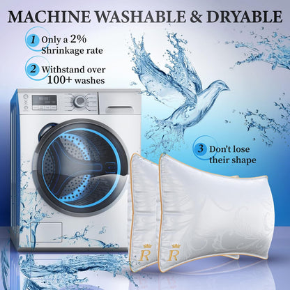 Royal Therapy White Goose Feathers and Down Pillow, Premium White Bed Sleeping Breathable