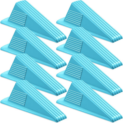 Frienda 8 Pcs Jumbo Door Stoppers Heavy Duty Door Stopper Tall up to 2inch Tall Wedge TPR Large Wedge Stackable Big Rubber Doorstop for Hotel Carpet Hardwood Concrete and Tile (Blue)