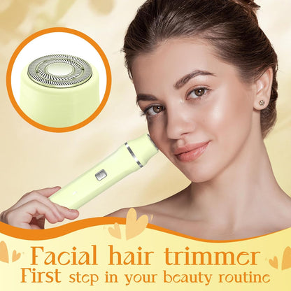 Womens Razors for Shaving - Wet/Dry 2-in-1 Beauty Dermave Bikini Shaver with Body&Facial Hair Heads, Cordless IPX7 Waterproof Trimmer for Pubic Hair&Sensitive Skin, Tiktok Trend Items (Yellow)
