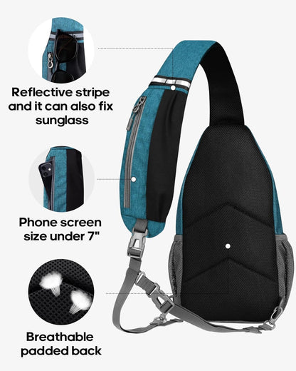 WATERFLY Crossbody Sling Backpack Sling Bag Travel Hiking Chest Bag Daypack