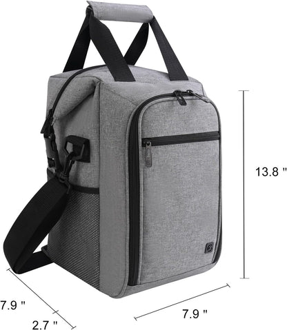 ALLCAMP 4 Bottle Wine Gift Bag - Insulated Tote Cooler, Adjustable Strap, Includes 4 Wine Glasses, Napkins & Corkscrew, Portable Travel Gifting(Gray)