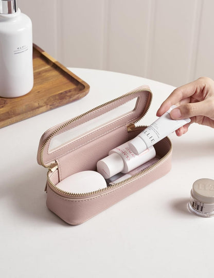 Popvibe Clear Makeup Bag Travel Cosmetic Case Transparent Toiletry Bag with Zipper, Portable Make Up Organizer Traveling Compact Car Bag for Essentials