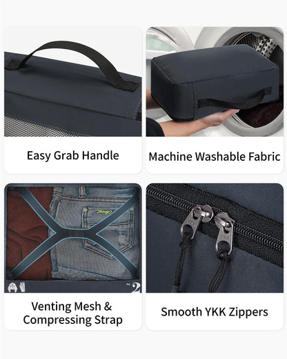 ECOHUB 7 Set Packing Cubes Tear-Resistant Luggage Packing Organizers with Number Icon for Travel Accessories Luggage Suitcase Machine Washable Packing Cubes (Dark blue)