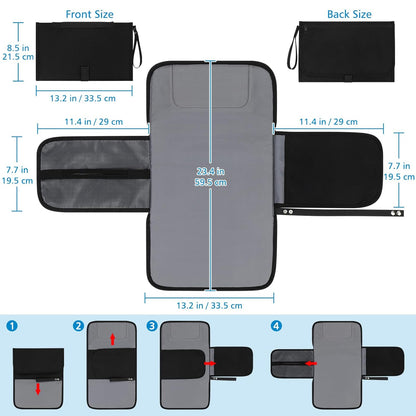 Accmor Portable Diaper Changing Pad, Waterproof Baby Changing Mat, Baby Diaper Changing Pad for Travel, Black