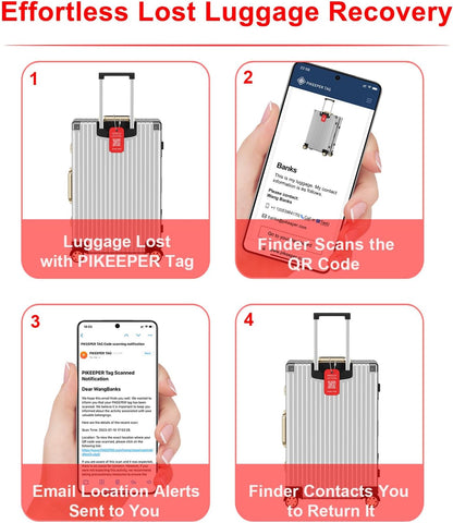 Engraved Aluminum Luggage Tag, American Flag Suitcase ID Tag with Smart QR Code for Lost & Found, Shows Scanner’s Location When Scanned, Privacy-Protected Travel Bag Tag (2 Pack)