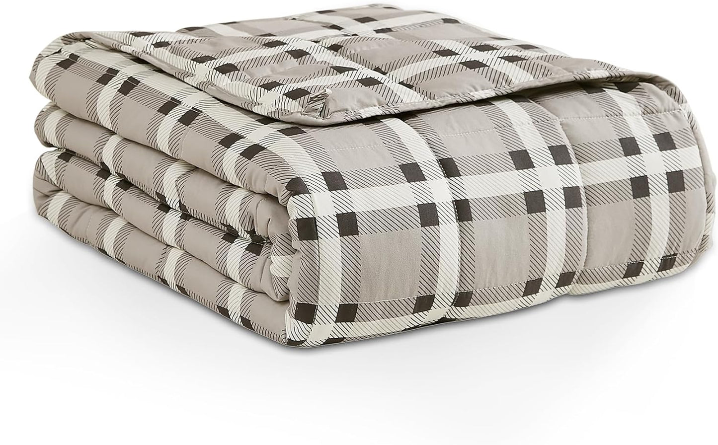 L'AGRATY Weighted Blanket - 48"x72" 15lbs Cooling Breathable Heavy Blanket Microfiber Material with Glass Beads for Adult All-Season Summer Fall Winter Soft Thick Comfort