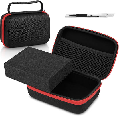 EVA Hard Case with Customizable Foam Protective EVA Carrying Case Shockproof Outdoor for Camera, Digital Products, Electronic Instruments with Knife(Black and Red,7.1 x 4.7 x 3.1 Inch)