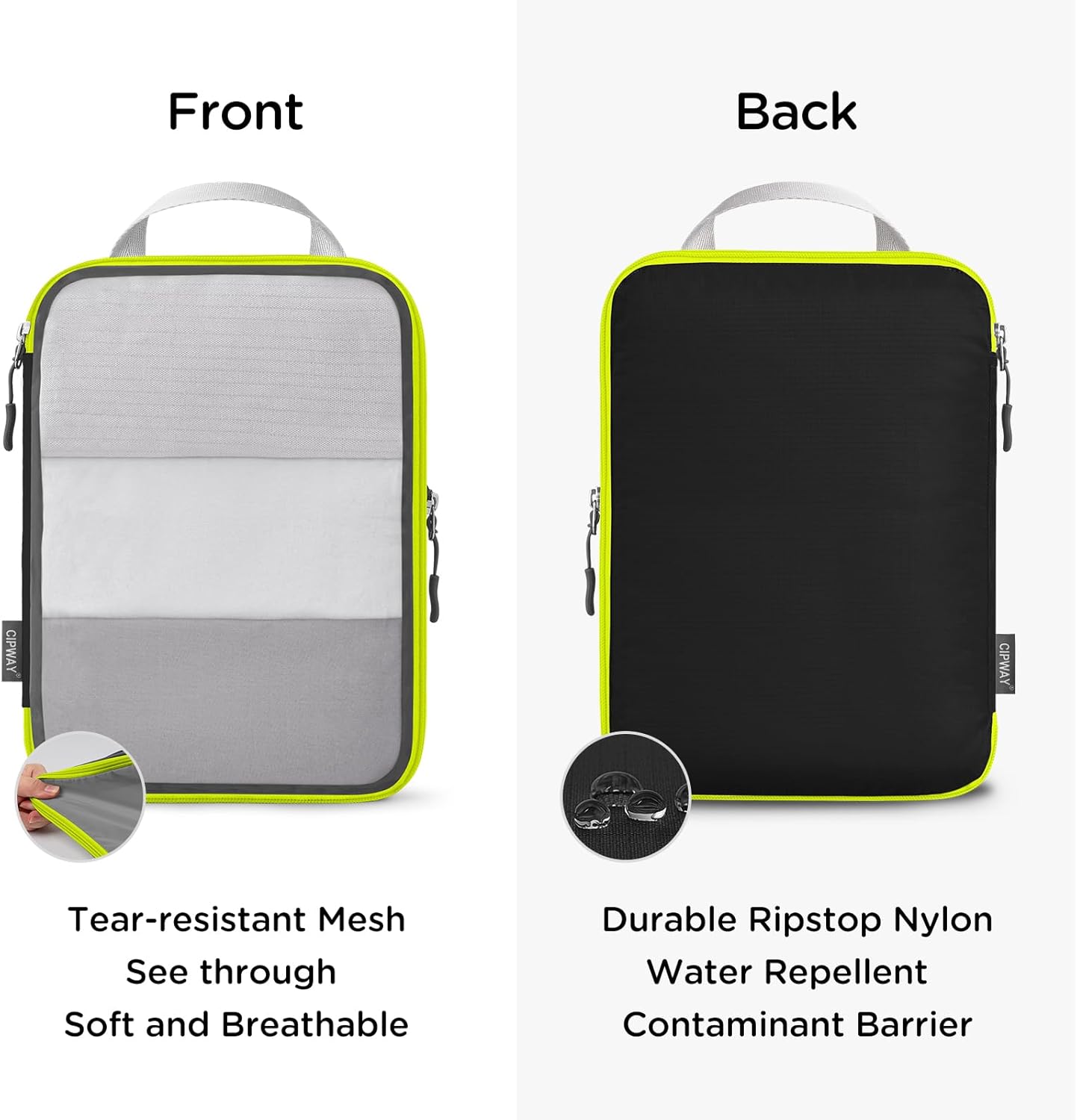 Cipway Mesh Compression Packing Cubes, Ultralight See Through Luggage Organizer Bags, Travel Essentials for Carry on Suitcase （3Pcs,Black）