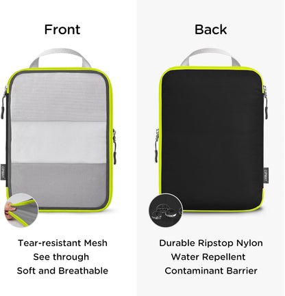 Cipway Compression Packing Cubes, See Through Mesh Luggage Organizer Bags, Travel Essentials for Carry on Suitcase with Laundry Bag and Clear Toiletries Bag（6Pcs,Black）