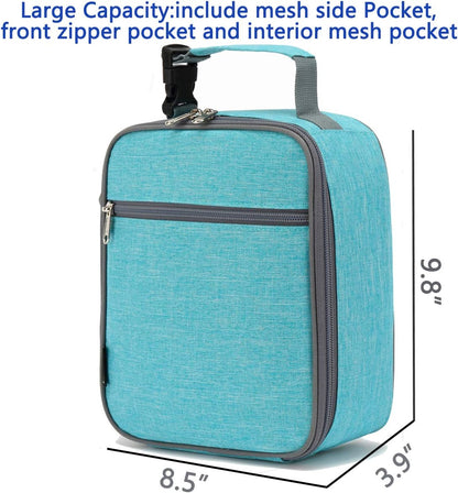 FlowFly Kids Lunch box Insulated Soft Bag Mini Cooler Back to School Thermal Meal Tote Kit for Girls, Boys, Sea Blue