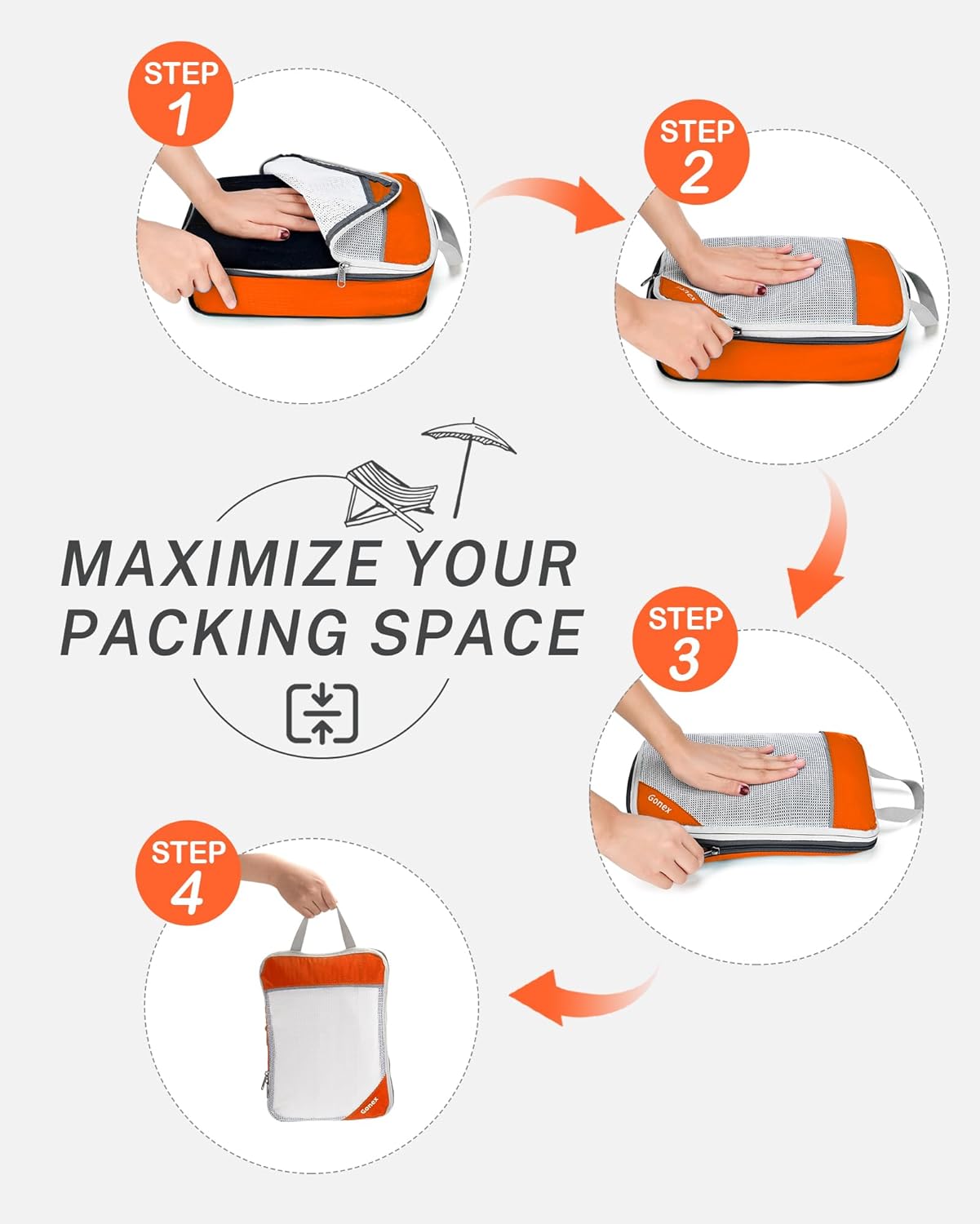 Compression Packing Cubes, Gonex Extensible Storage Mesh Bags Organizers