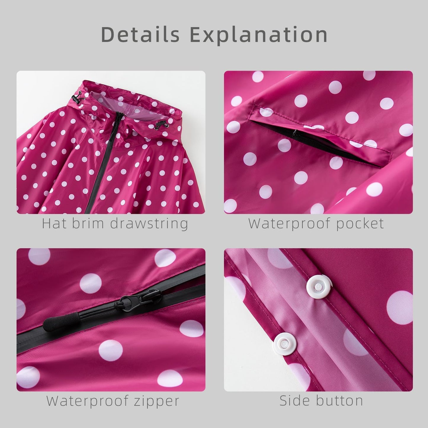 Cloak raincoat Unisex poncho Adult hooded men and women with pockets Mountaineering hiking rainstorm prevention
