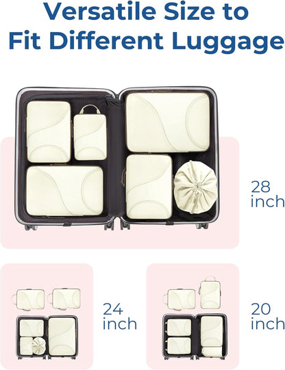 BAGSMART Compression Packing Cubes - 6 Set Travel Packing Cubes for Suitcases, Compression Suitcase Organizers with Shoe Bag