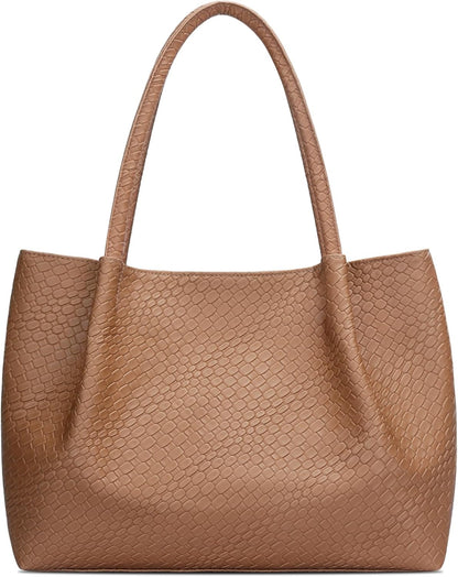 KKXIU Tote Bag for Women Vegan Leather Shoulder Purse Large Capacity Travel Bag