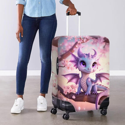 Dragon Suitcase Cover Elastic Thickness Travel Luggage Protector with Invisible Zip Washable Anti-Scratch Luggage Covers Universal Fits 30-32'' Spandex Baggage Case, Cherry Floral