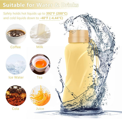 Collapsible Water Bottles,650ml,Leak Proof,Reuseable BPA Free Silicone Foldable Water Bottles,Durable Lightweight for Travel Gym Camping Hiking,Compact Size Portable Sports Water Bottle (Yellow)