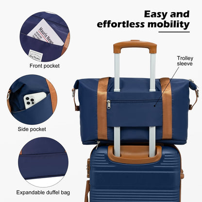 LONG VACATION 3 Piece Carry On Luggage 20 Inch Suitcase with Spinner Wheels, ABS+PC Hardshell Suitcase set with TSA Lock & YKK Zipper