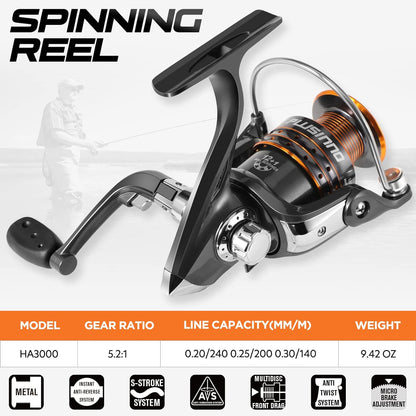 PLUSINNO Fishing Rod, Telescopic Fishing Rod and Reel Combo, Collapsible Travel Fishing Pole Rod Starter Kit, Carbon Fiber Fishing Rods and 12 +1 Bearings Stainless Steel, Fishing Gifts for Men Adults