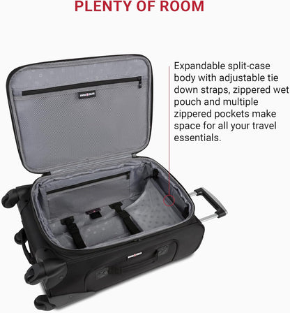 SwissGear Sion Softside Expandable Luggage, Black, Carry-On 21-Inch