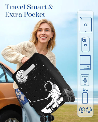 Slohif Luggage Cover for Suitcase Tsa Approved Protector - Luggage Sleeve Large Suit Case Cover Travel Stretch Baggage Case Protective Washable Fit 24-27 Inch Astronaut M
