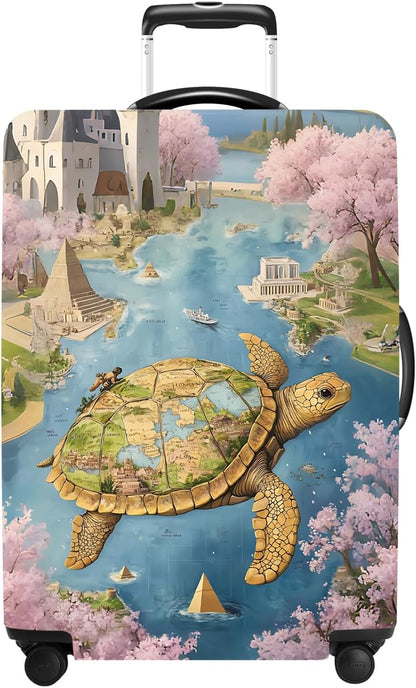 Turtle Luggage Cover Washable Suitcase Protector Anti-Scratch,Stretchable Fit for 20-34Inch Luggage Durable Travel Bag Cover with Zipper Closure (M(24-26inch suitcase))
