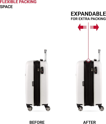 SwissGear 7272 Energie Expandable Hardside Luggage with Spinner Wheels and TSA Lock, White, Carry-On 19-Inch