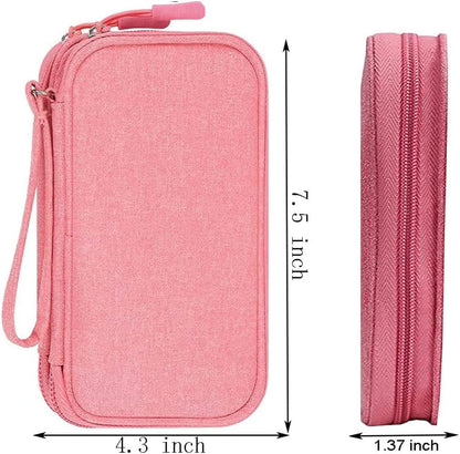 Electronics Accessories Organizer Pouch Bag, Universal Travel Digital Accessories Storage Bag for Portable Charger, Cables, Earphone, iPhone, Cord, Customize Inside with Dividers, Pink