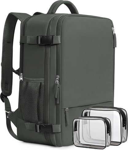 Beraliy Travel Backpack for Men Women, Carry On Backpack, 16 Inch Laptop Backpack, Waterproof Hiking Backpack, Casual Outdoor Daypack College Bag, Olive-green