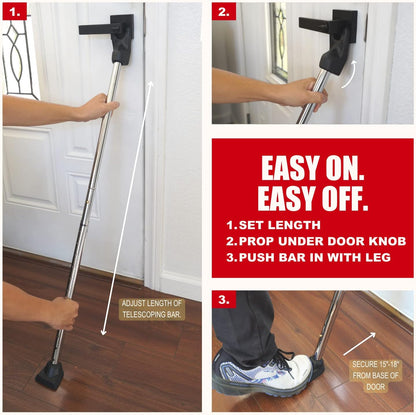 Door Security Bar, SECURITYMAN 2 in 1 Adjustable Door Stoppers Security Bar & Sliding Door Security Bar - Heavy Duty Door Lock Stick Jammer for Apartment, Dorm, Front Door Inside Safety Must Haves