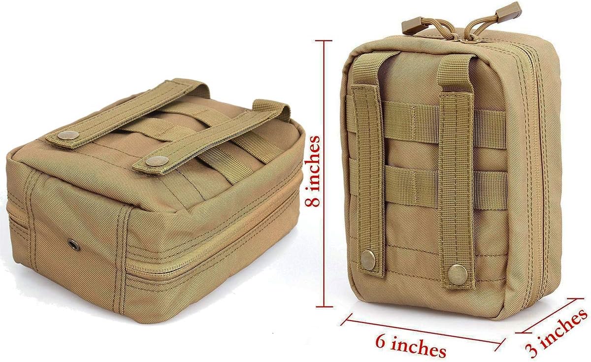 Carlebben EMT Pouch MOLLE Ifak Pouch Tactical MOLLE Medical First Aid Kit Utility Pouch (With Medical Supplies Tan)